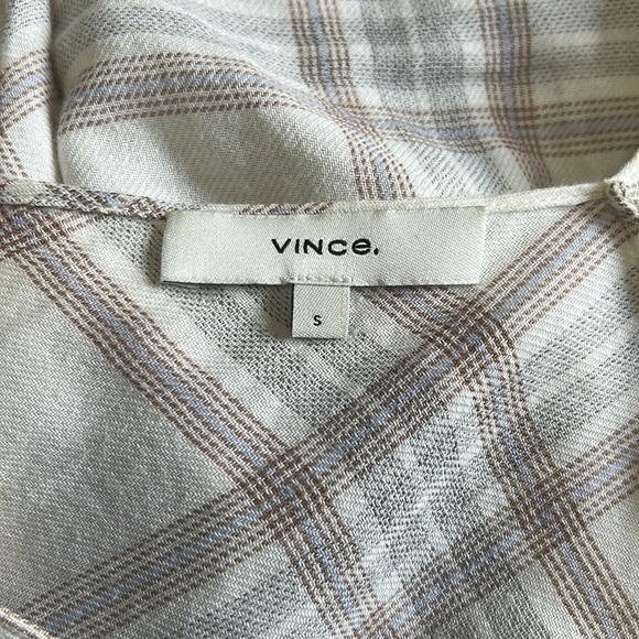 VINCE Plaid Crossover Blouse Long Sleeve Surplice Neck Super Soft Sz S - Picture 11 of 14